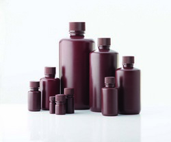 Leak Resistant Narrow Mouth Bottles, HDPE, amber color Wheaton