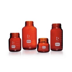 Laboratory glass bottle Protect, wide neck GLS 80®, amber, DURAN® DWK
