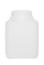 Wide-mouth bottles, HDPE, square, natural