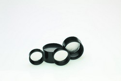 Black Phenolic Screw Caps with Metal Foil / Pulp Liner, Solid Top Wheaton
