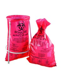 Autoclavable bags BIOHAZARD red, made of PE