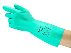 Gloves Solvex green, with lining of cotton velour Ansell
