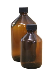 Amber pharm round glass bottles