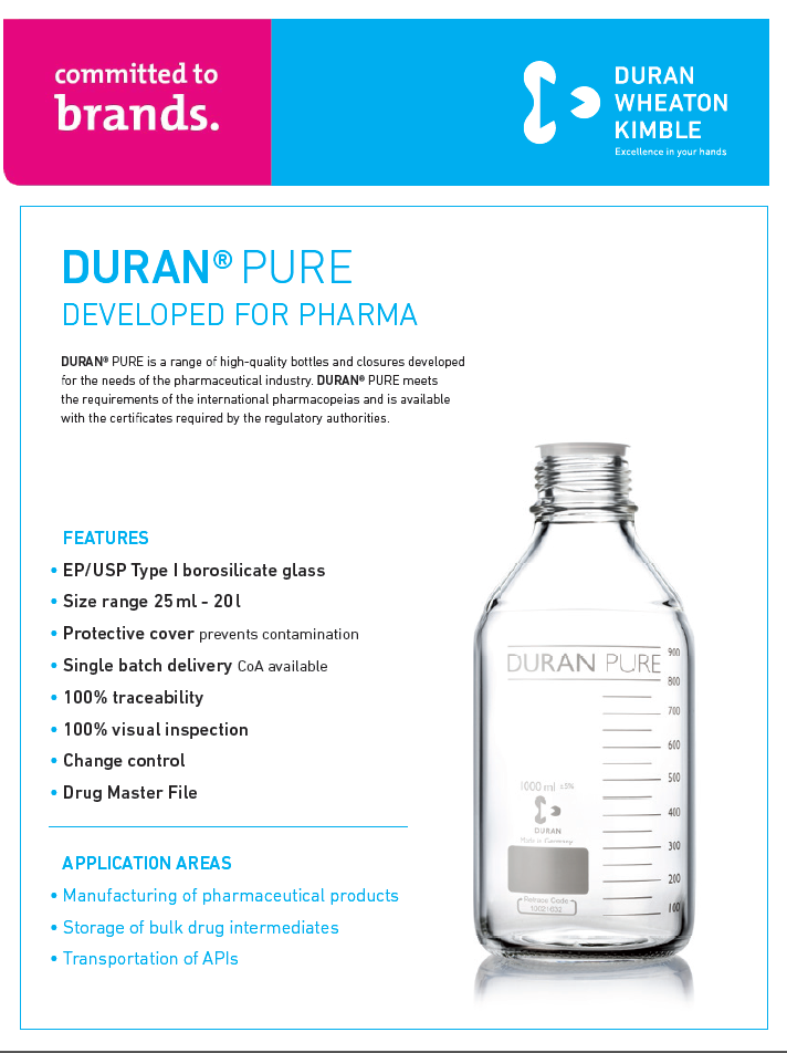 Produktflyer Duran Pure Developed for pharma